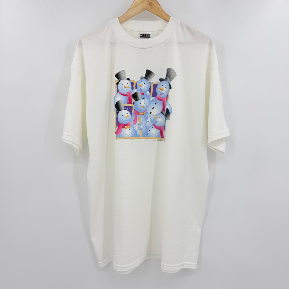 Tultex White Snowman Tee with Black and‎ Blue Accents Unisex XL